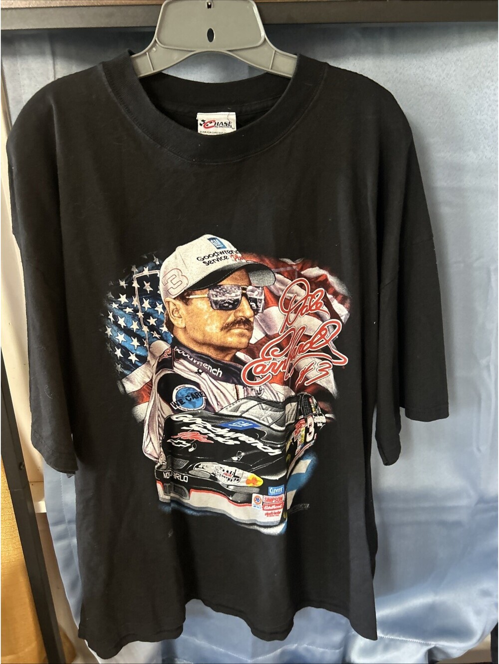 Vintage Chase T Shirt Dale Earnhardt NASCAR Racing Shirt Men’s 2XL American Flag
